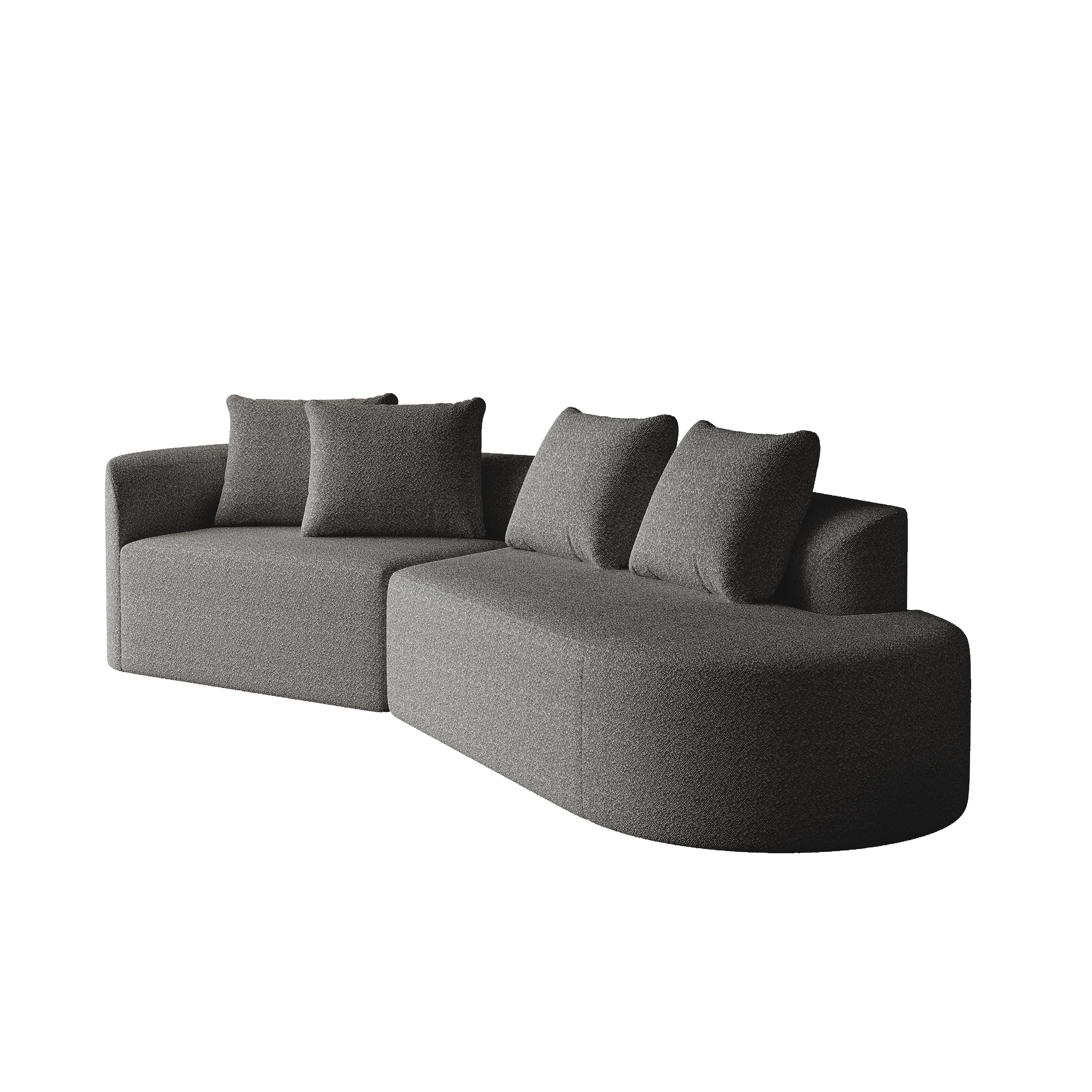 Chenille Sofa, Modern Oversized 4-Seater Corner with Deep Seat & Pillows, Cloud Couch