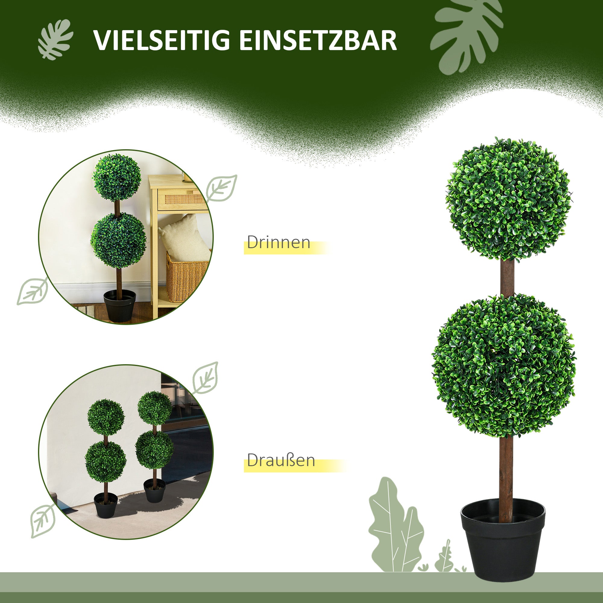 Artificial Plants Boxwood Double Ball 90cm UV-Resistant, Green