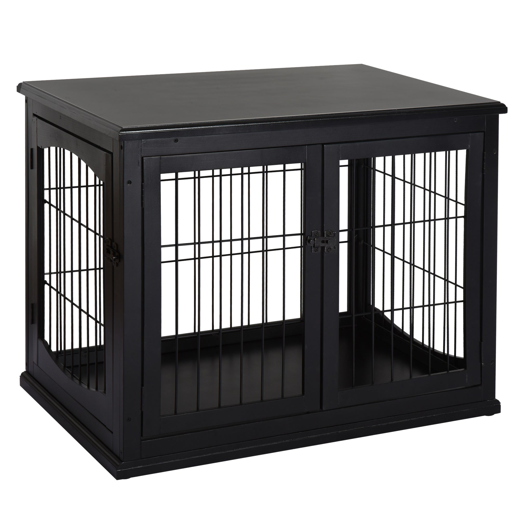 Dog House Table Top Indoor Cage, MDF Metal, Black