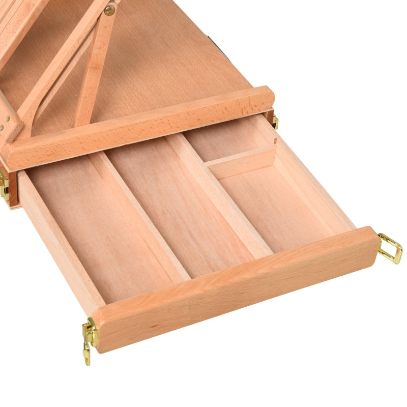 Vinsetto Easel, Studio Foldable with Drawer, Natural Beechwood