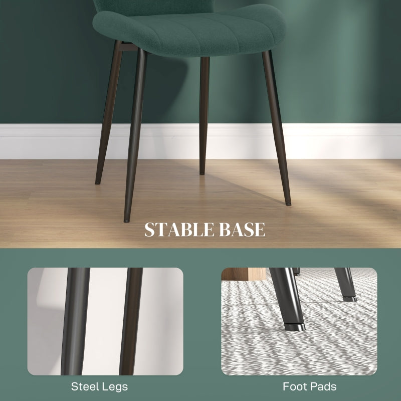 Set of Four Relaxed Tub Dining Chairs, Flannel - Green