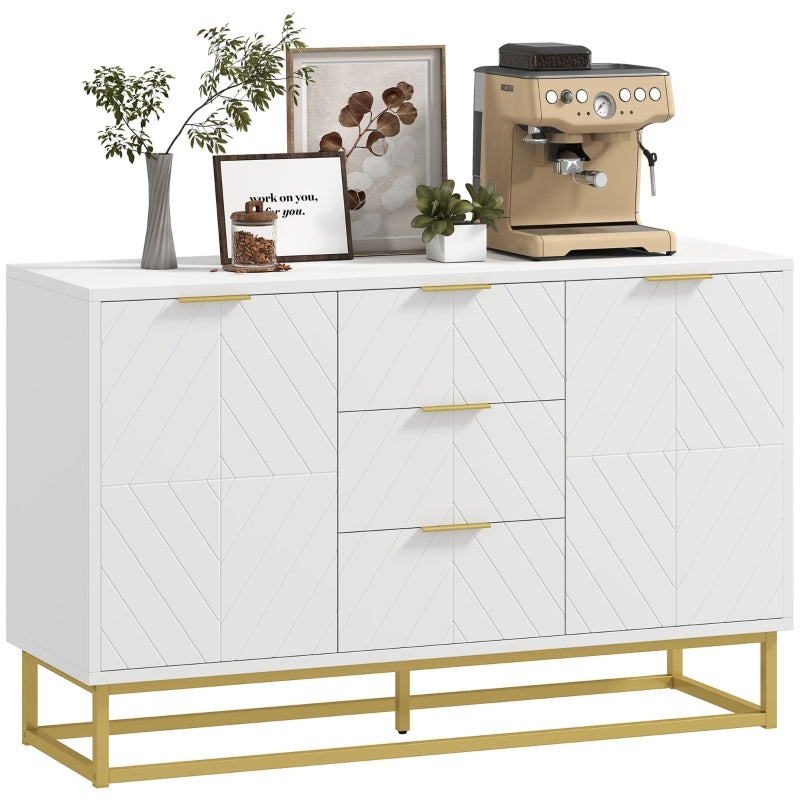 Sideboard with 3 Drawers and Adjustable Shelves, Engineered Wood, White