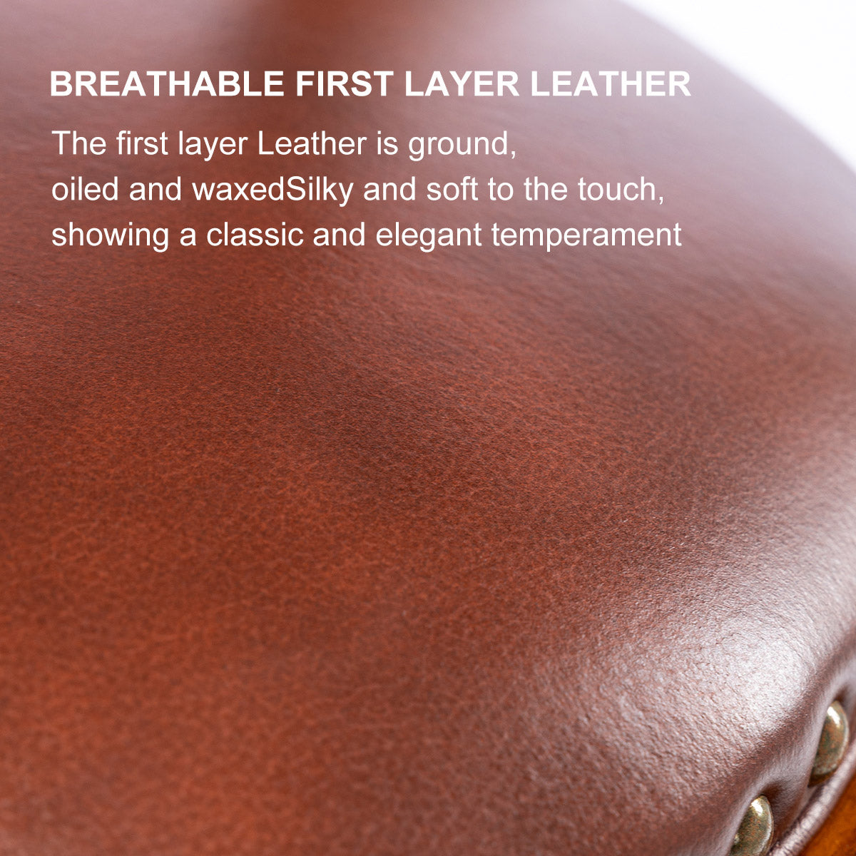 Cow Top Leather Bar Stools, 360 Degree Swivel, Wooden