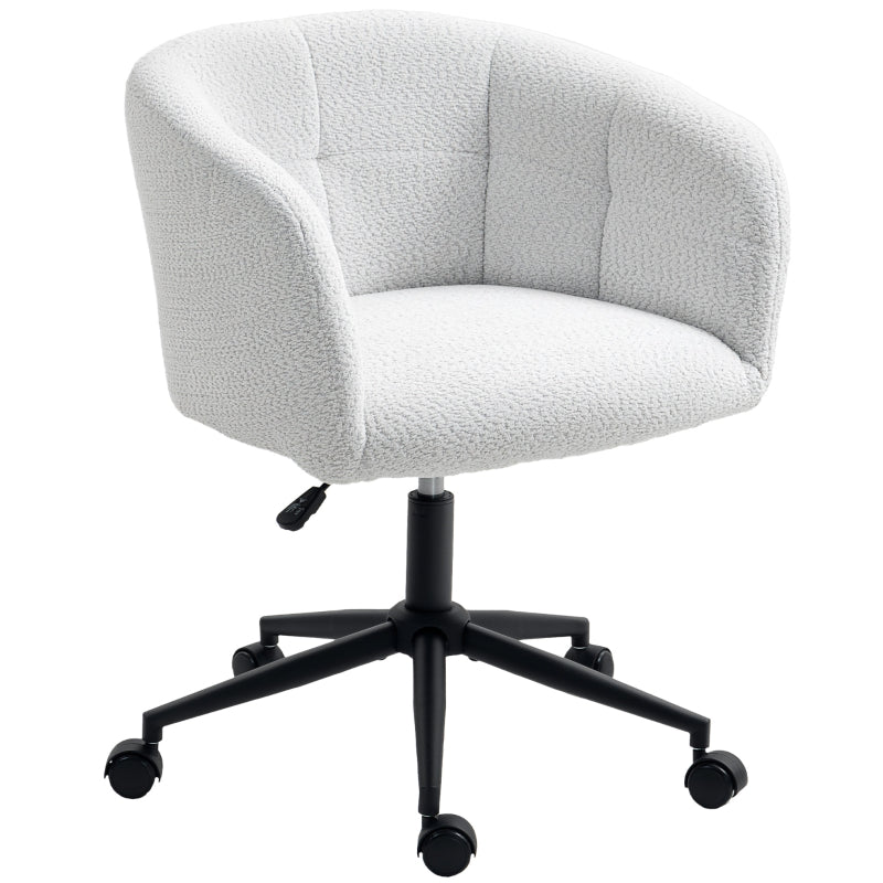 Office Chair Upholstered Tub Design Rolling Plush - Cream/Black
