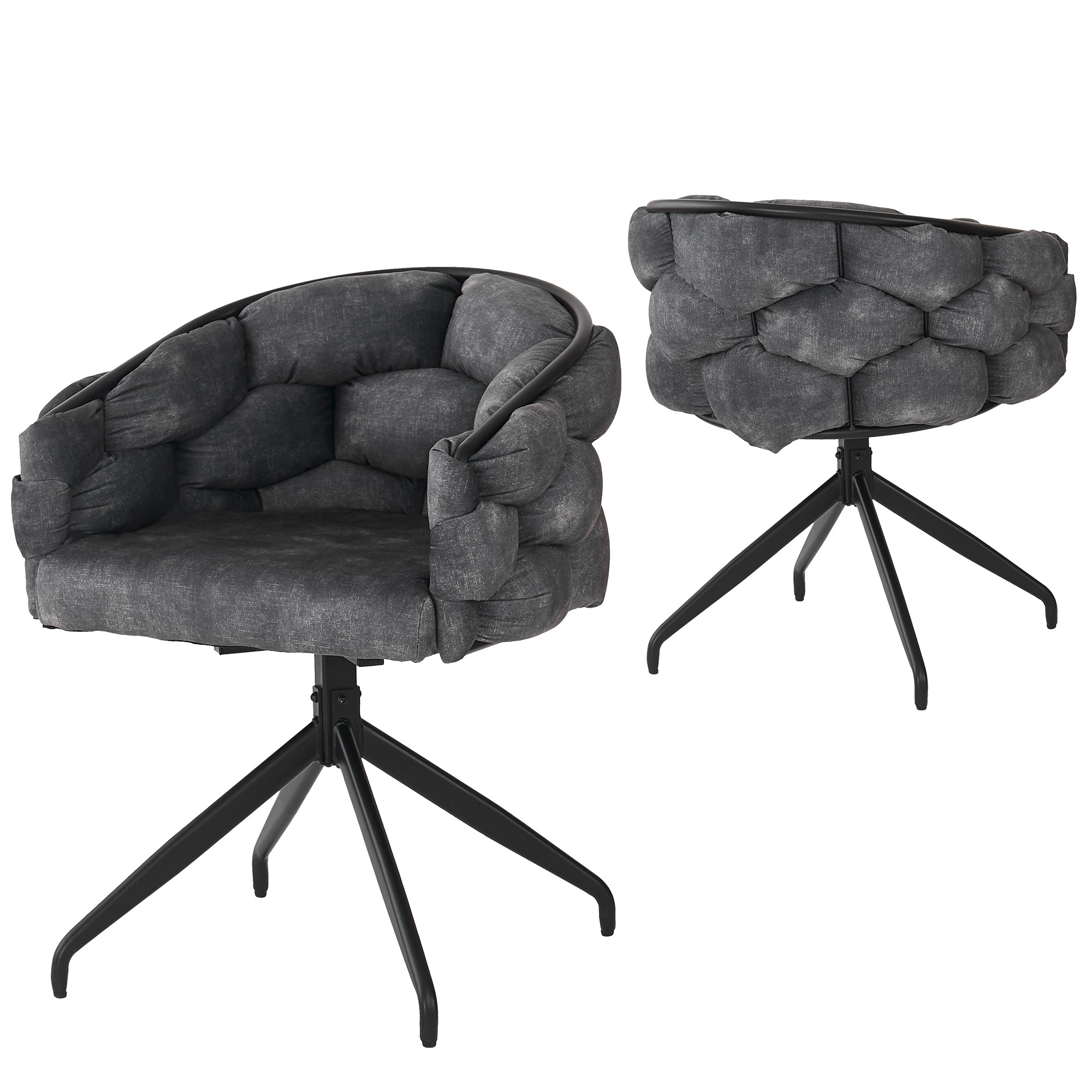 Luxury Velvet Chairs (2 pcs), 360° Swivel with Backrest, Gray