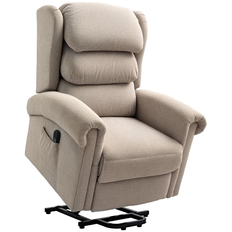 Chair Electric Riser Recliner Velvet-Feel Khaki