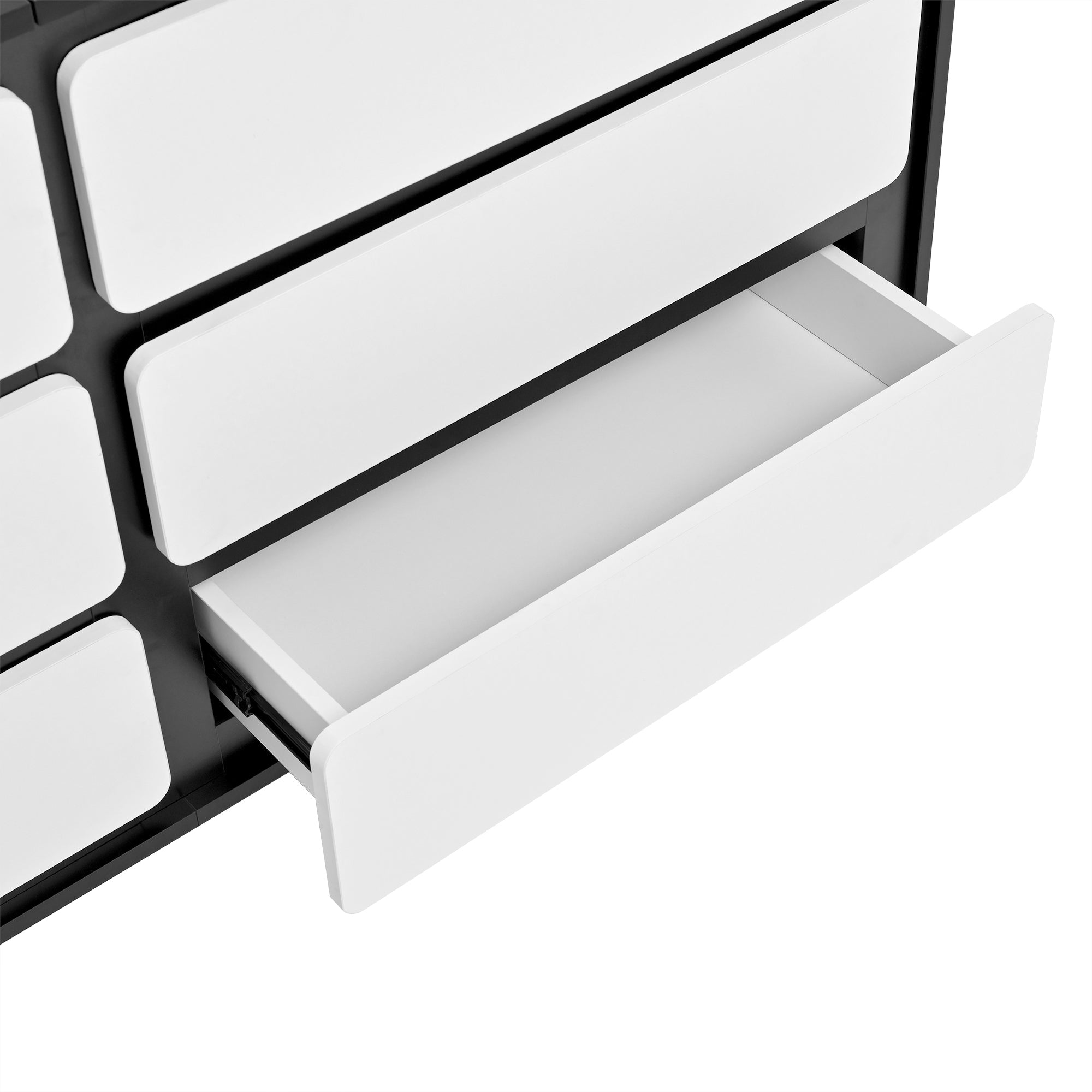 Sideboard, Six-Drawer Chest & Dressing Table, Modern, Black & White