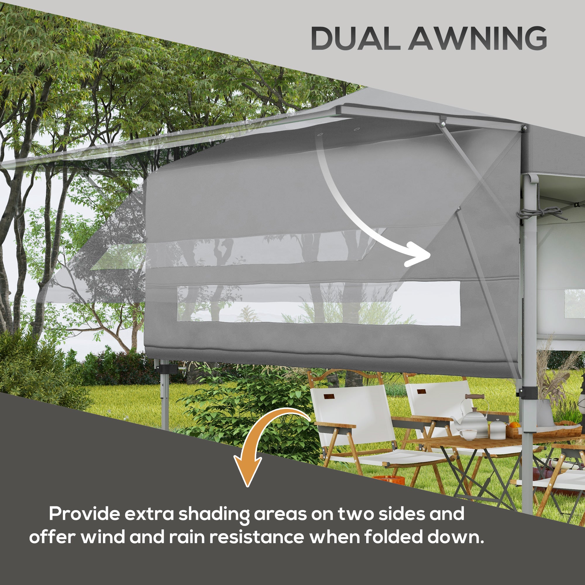 3 x 3m Pop-Up Gazebo, Height Adjustable with Accessories - Grey