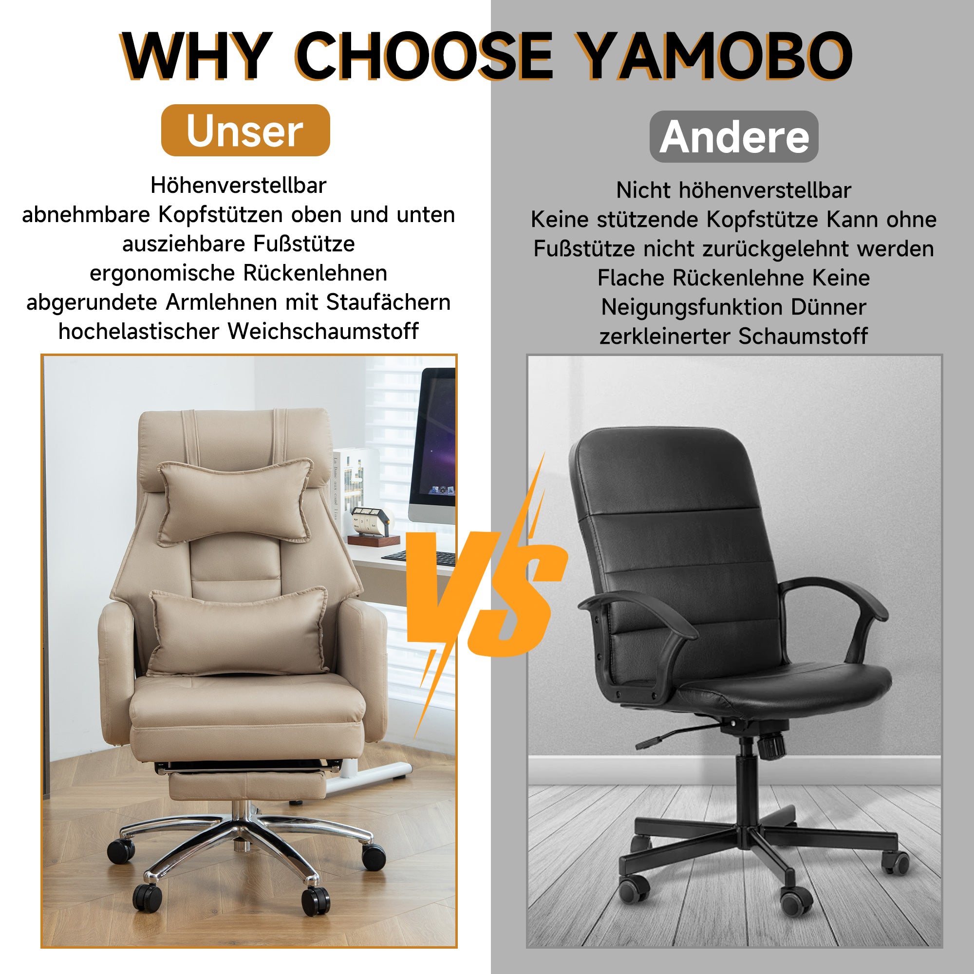 Swivel Office Chair, Ergonomic 155° Reclining Lumbar Support, BEIGE Leather