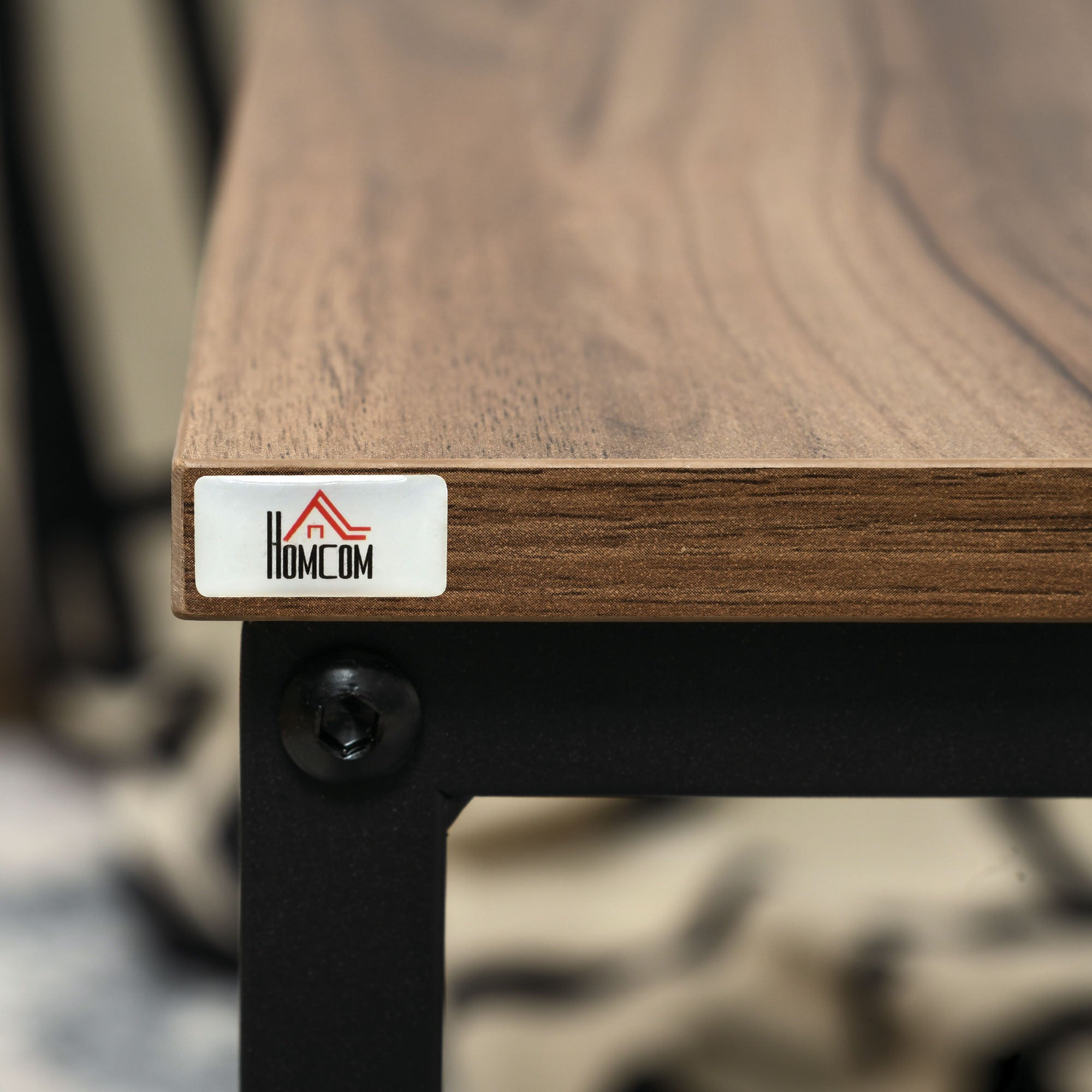 Coffee Table 2 Side Tables Industrial Design with Wood Look and Steel in Natural