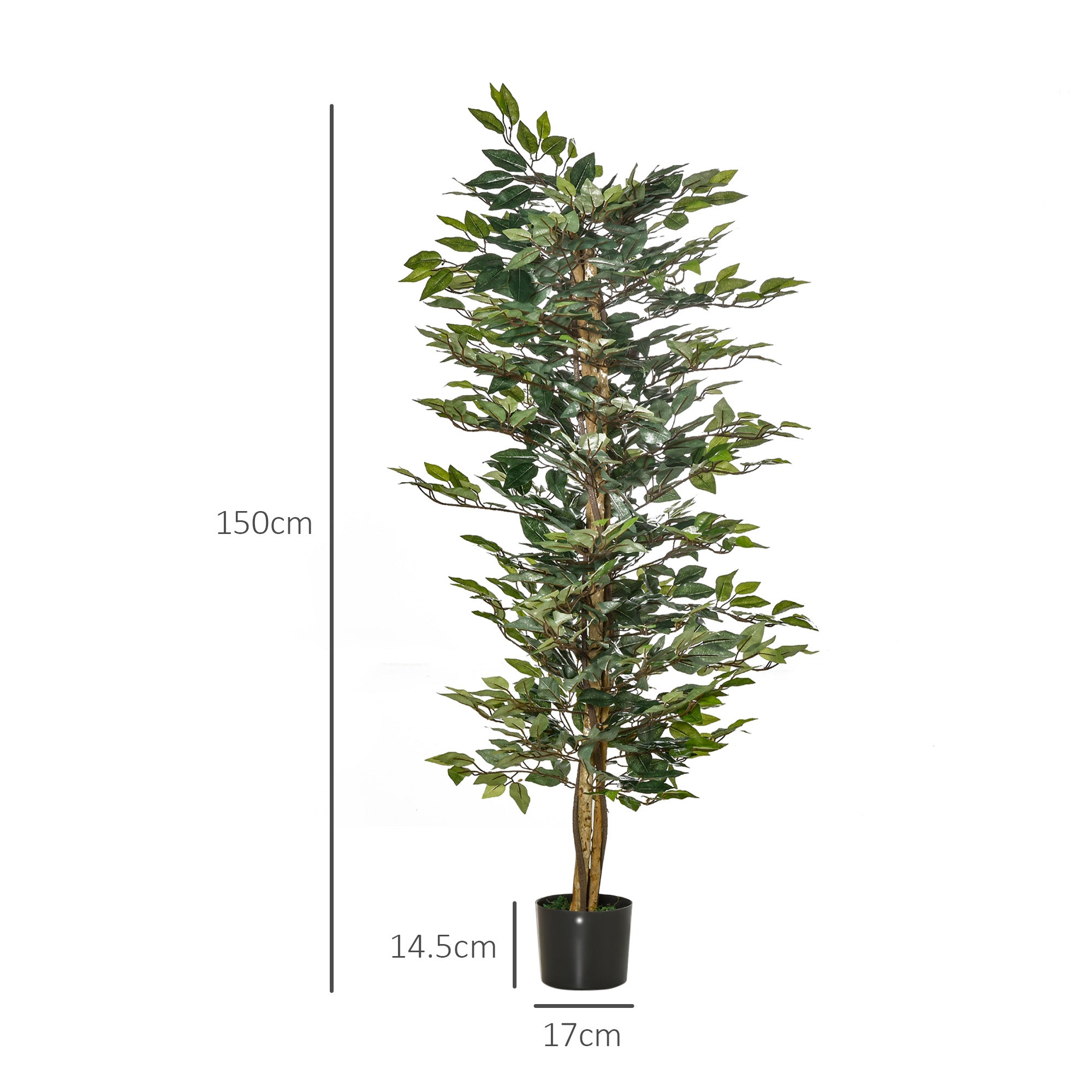 Artificial Ficus Tree 150cm Indoor/Outdoor Plastic Pot
