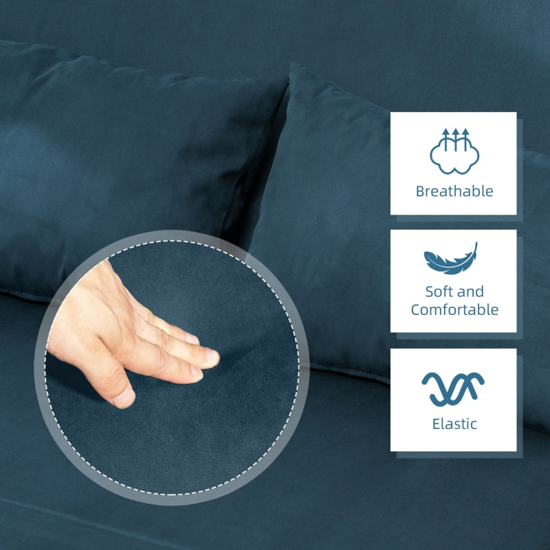 Two-Seater Click-Clack Sofa Bed, Convertible Sleeper Couch, Navy Blue