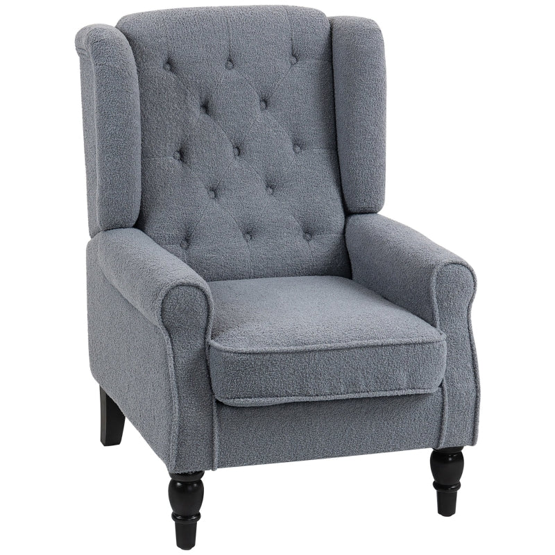 Wingback Accent Chair, Retro Upholstered Button Tufted Occasional, Grey