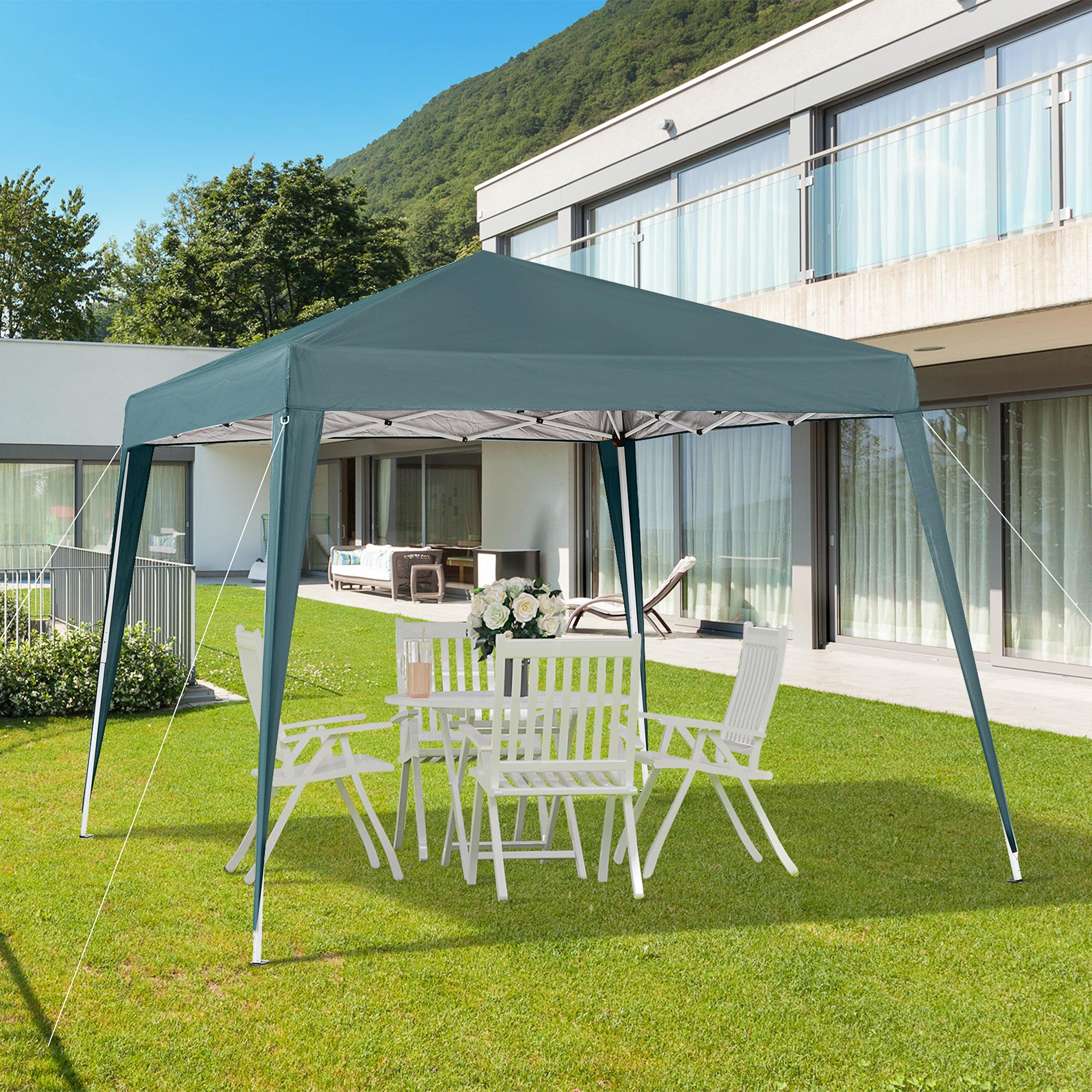 Pop-Up Gazebo, Party Tent, UV Protection, Foldable, Portable, Steel Green