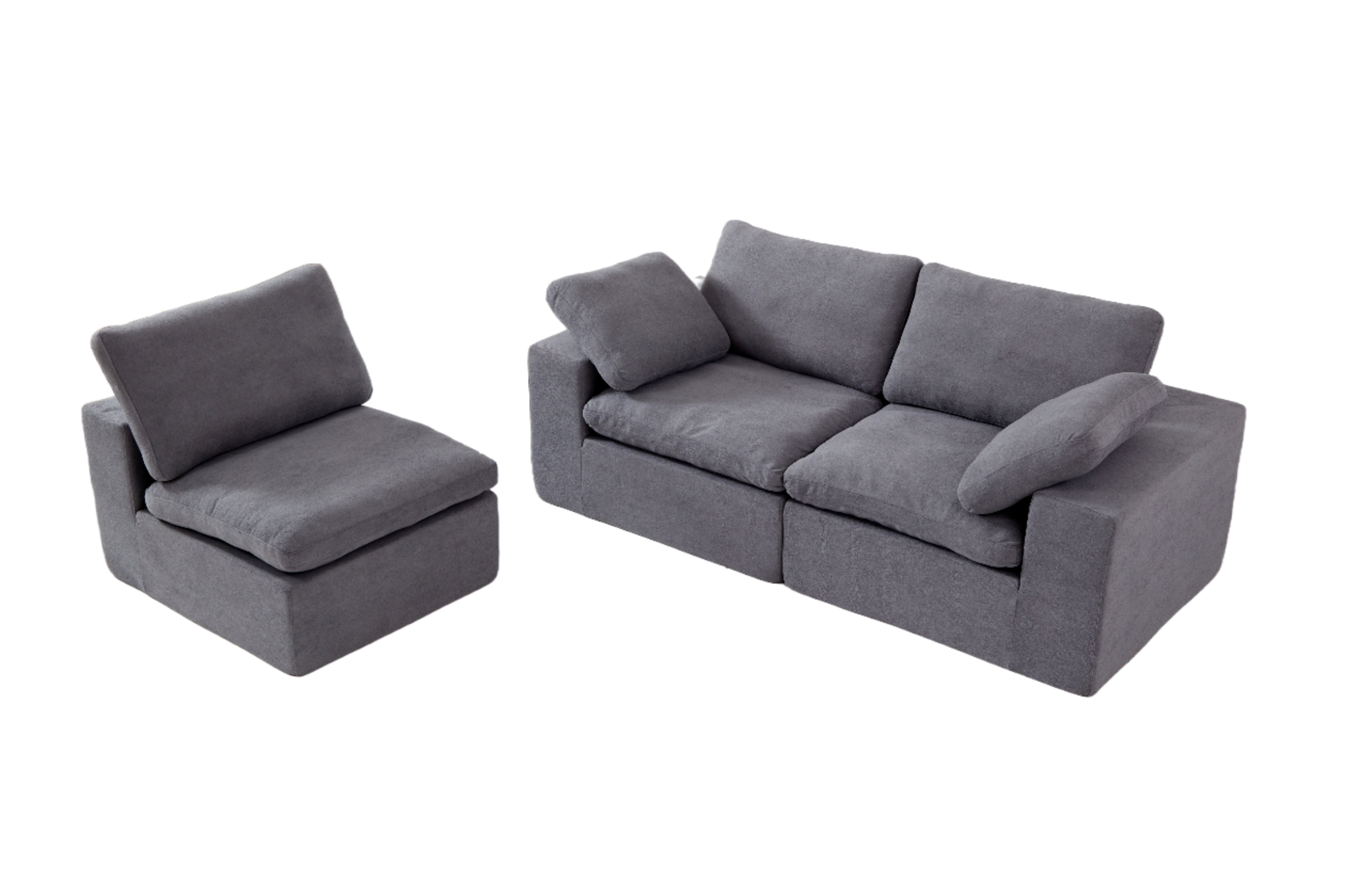 Cloud Modular Sofa Deep Seat Certified Foam, Grey Fabric