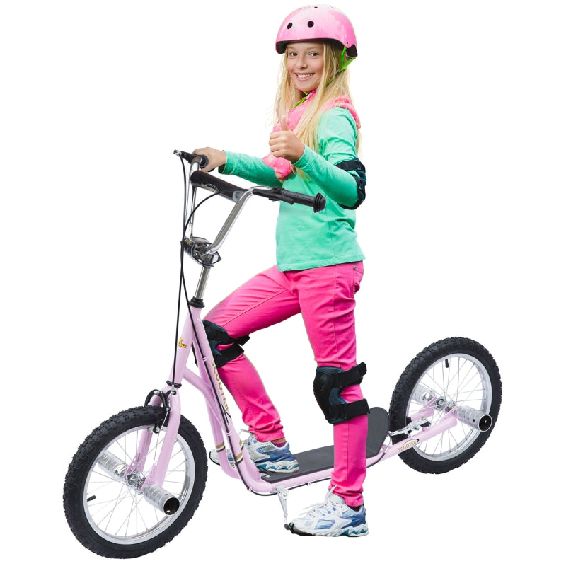 Kids' Scooter with Pneumatic Tires and Height Adjustable Handlebar, Pink