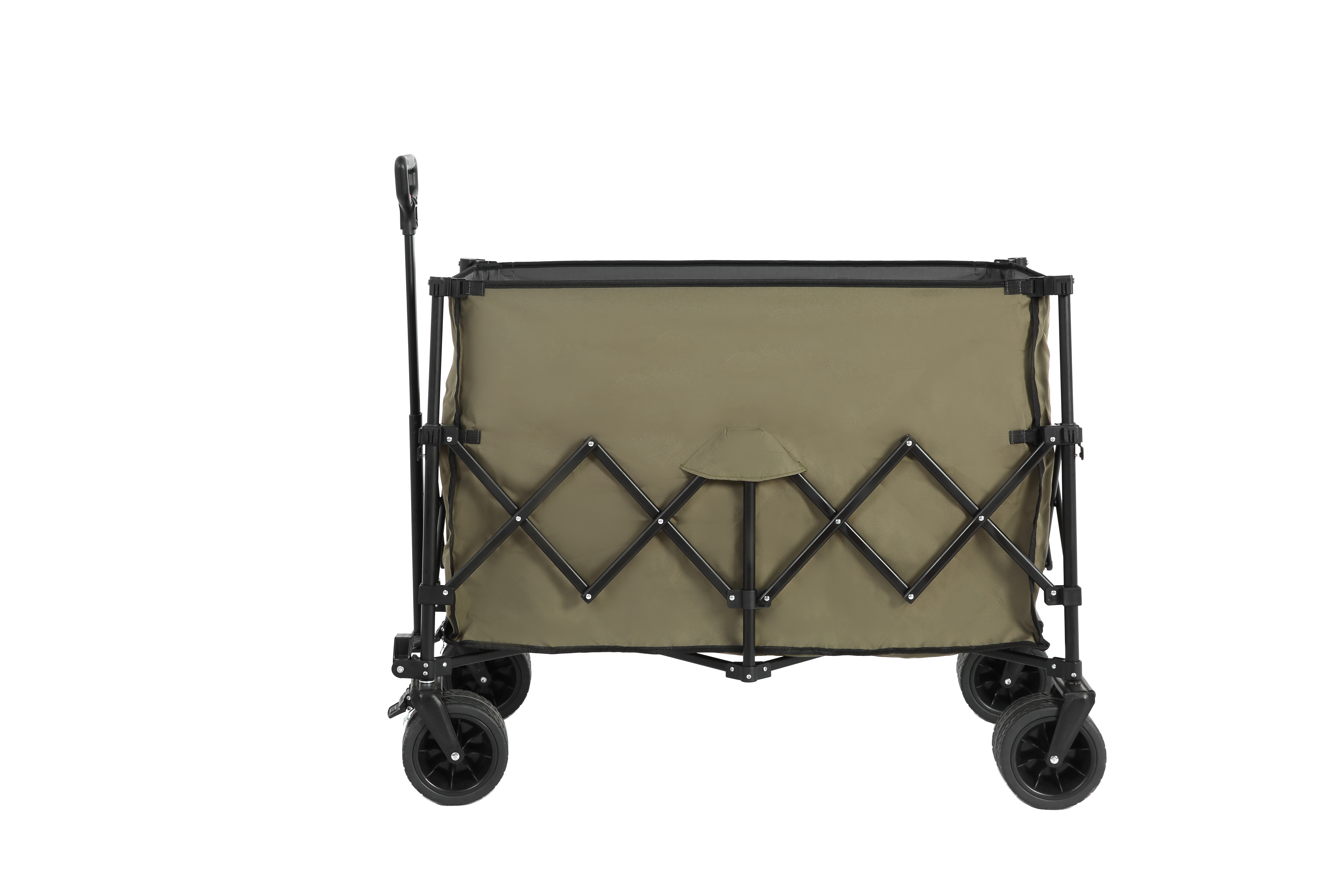 Beach Wagon, Collapsible Heavy Duty with Big All-Terrain Wheels & Drink Holders, Army Green