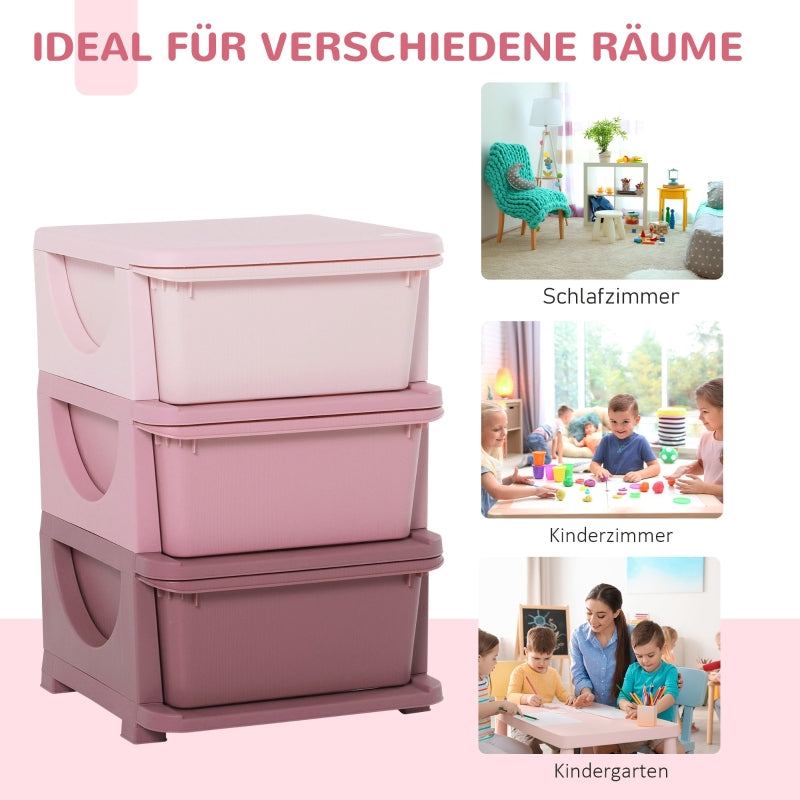 Toy Storage, 3-Tier Chest of Drawers, Pink