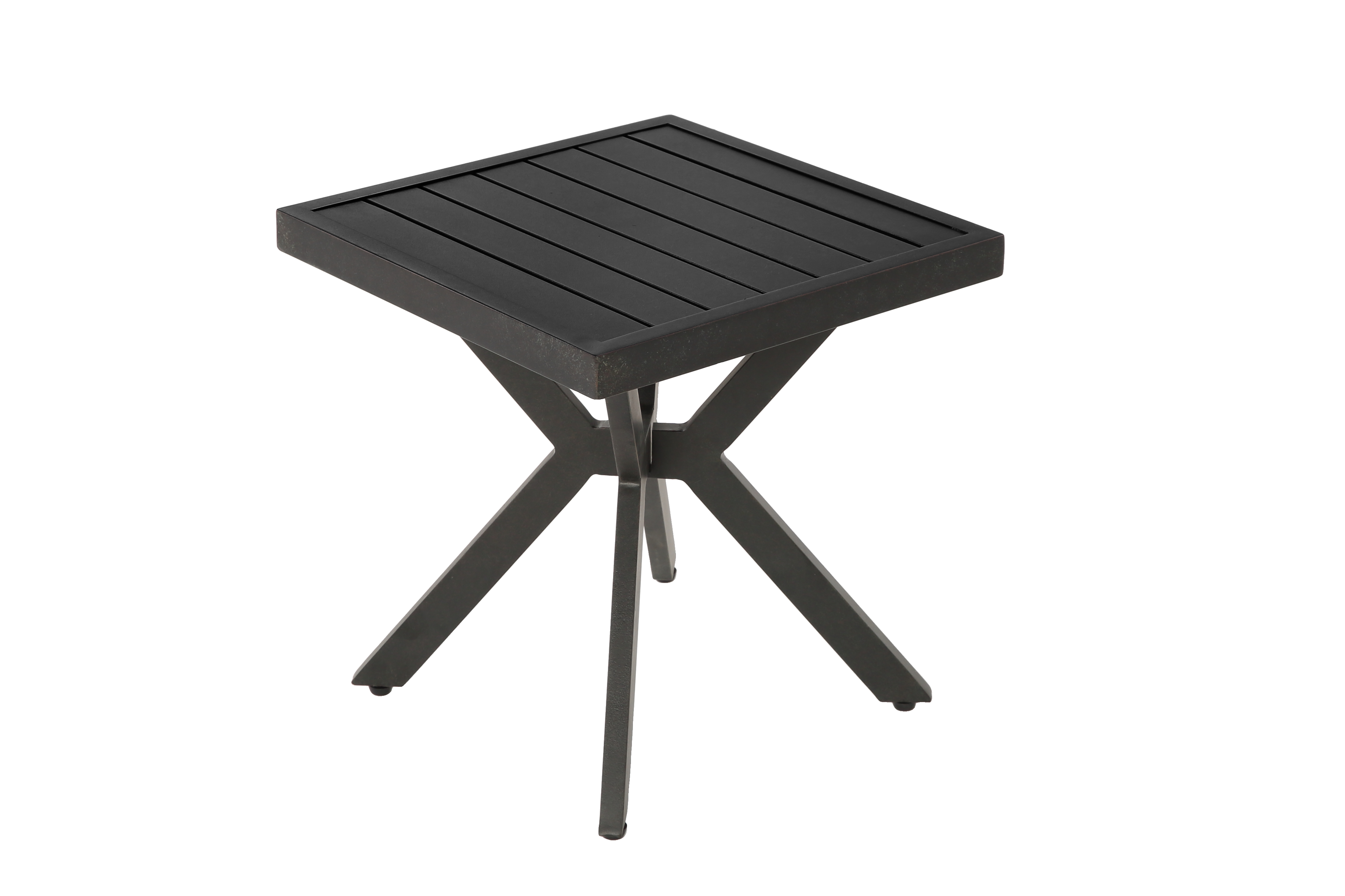 Outdoor Aluminum Square Side Table End Table, Weather Resistant, Dark Brown