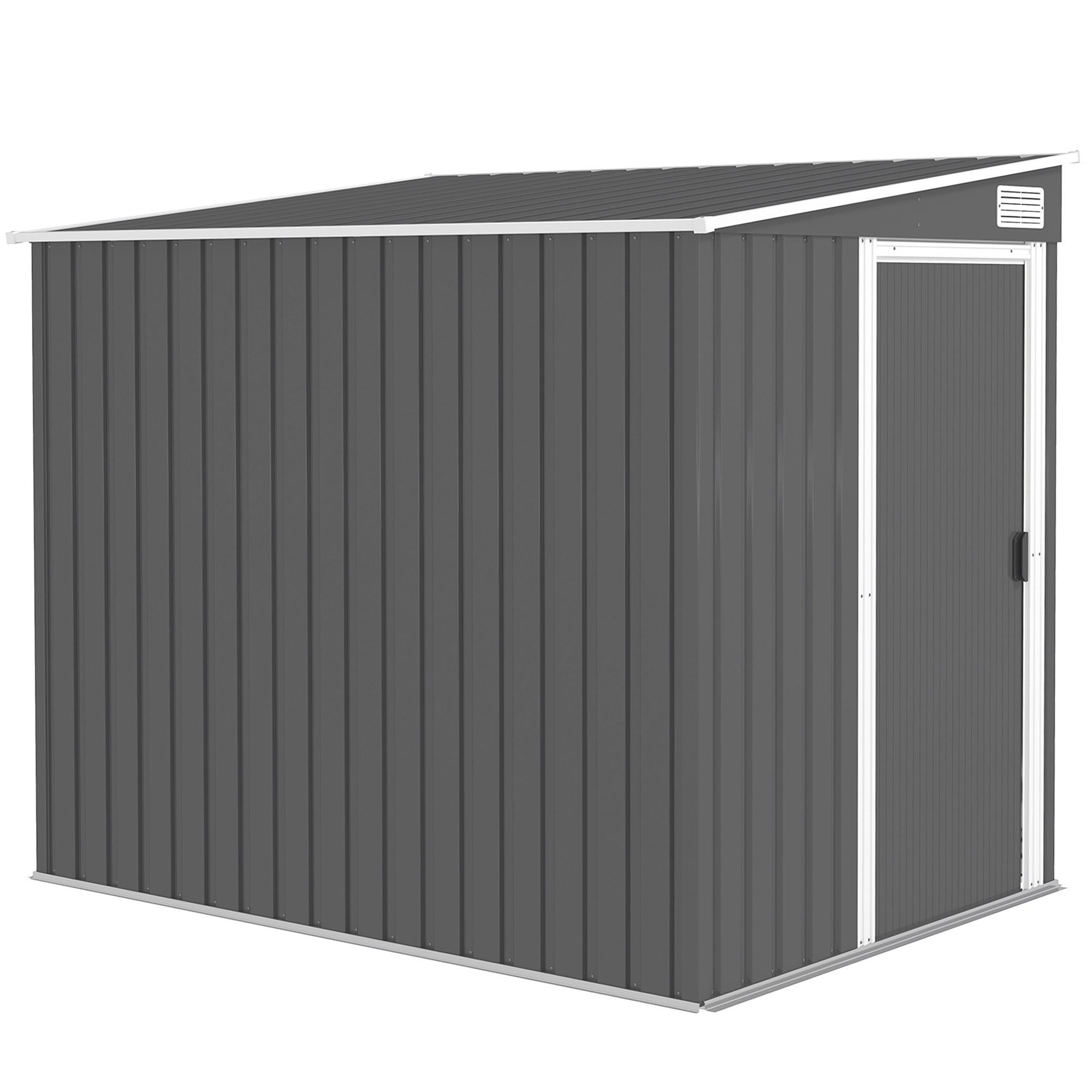 Galvanised Metal Shed, 7 x 5ft with Sliding Door - Dark Grey