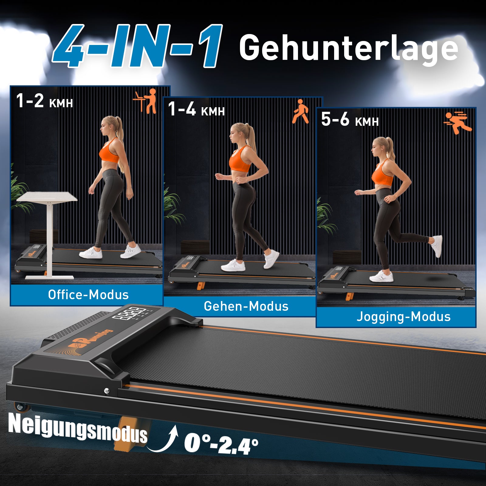 Walking Pad Treadmill - Under Desk Portable Quiet LED Display Remote Control