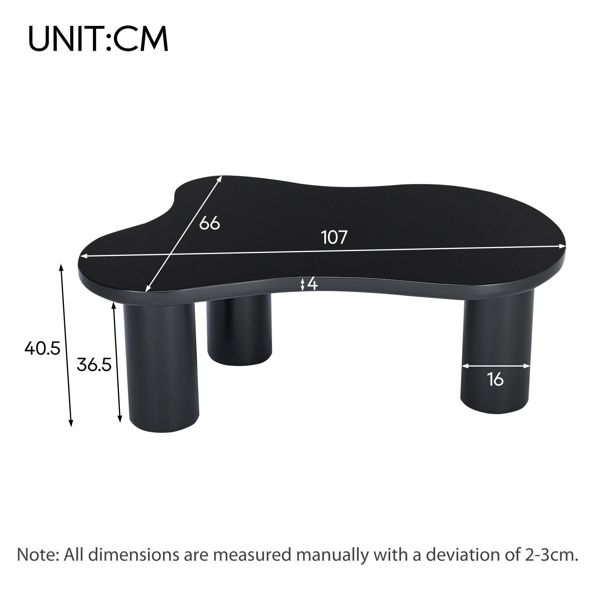 Cloud Coffee Table Irregular Shape 107x66cm MDF/PVC Legs