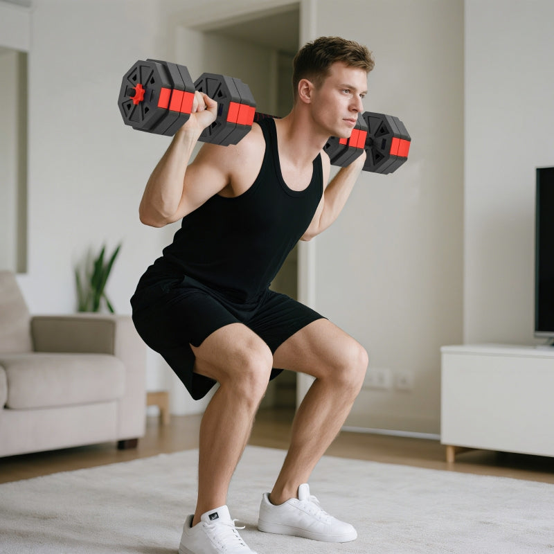 4-in-1 Dumbbell Barbell Set Adjustable 25 kg for Home Strength Training