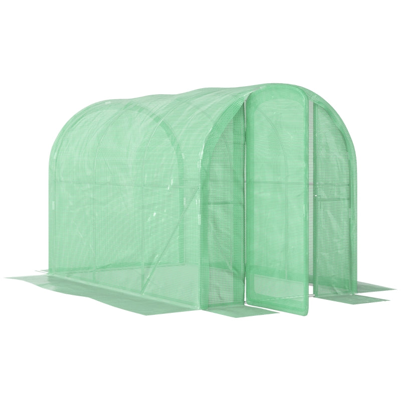 3 x 2 x 2m Polytunnel Greenhouse Hinged Door Walk-in PE Cover Galvanised Steel Green