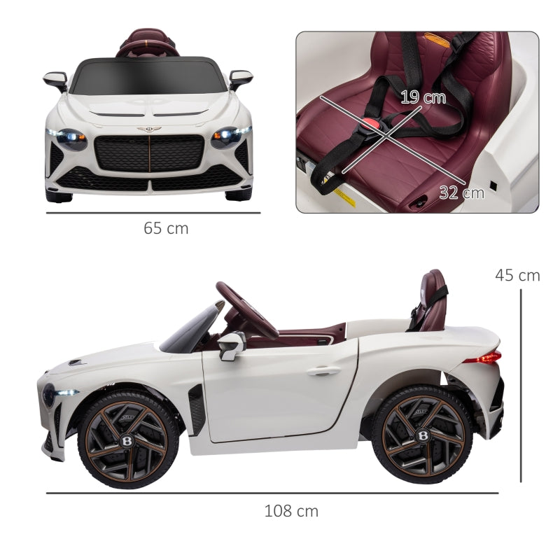 Bentley Bacalar 12V Electric Ride-On Car with Remote Control, White