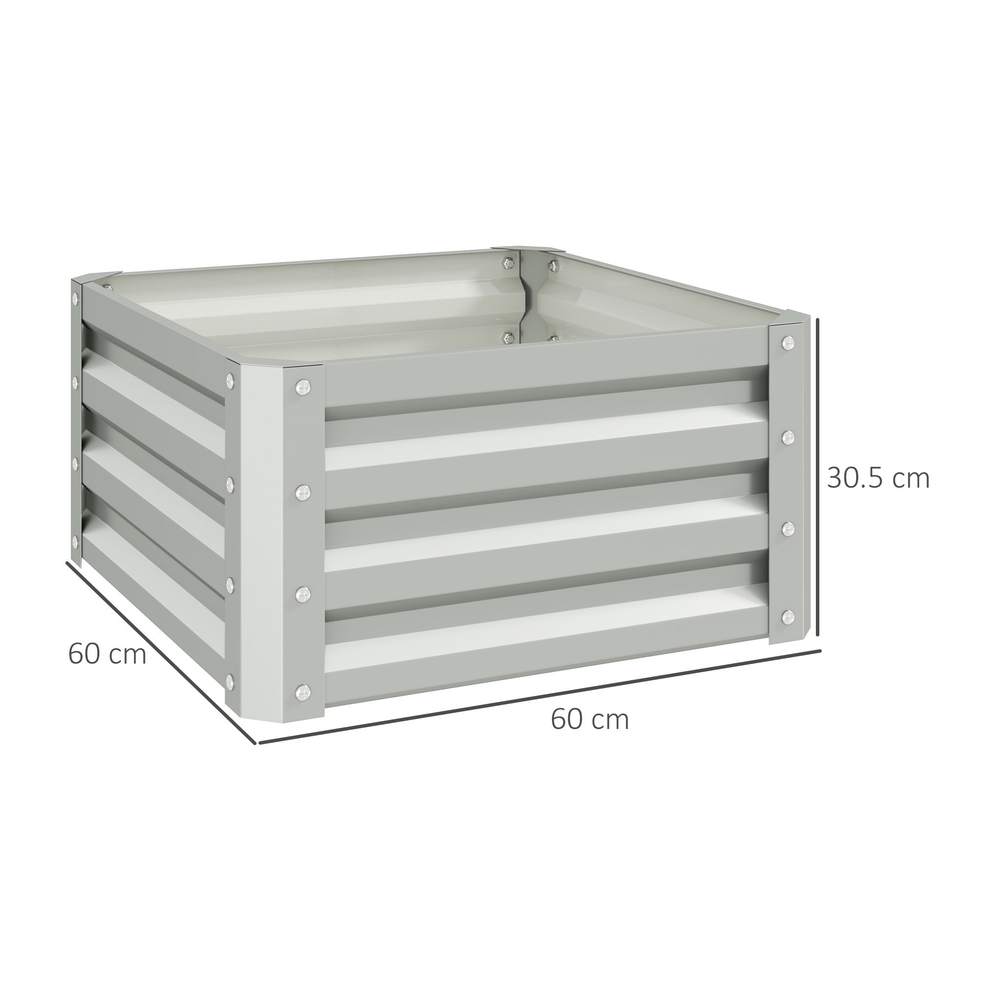 Steel Planter Boxes, Set of Two 60x60cm, Light Grey