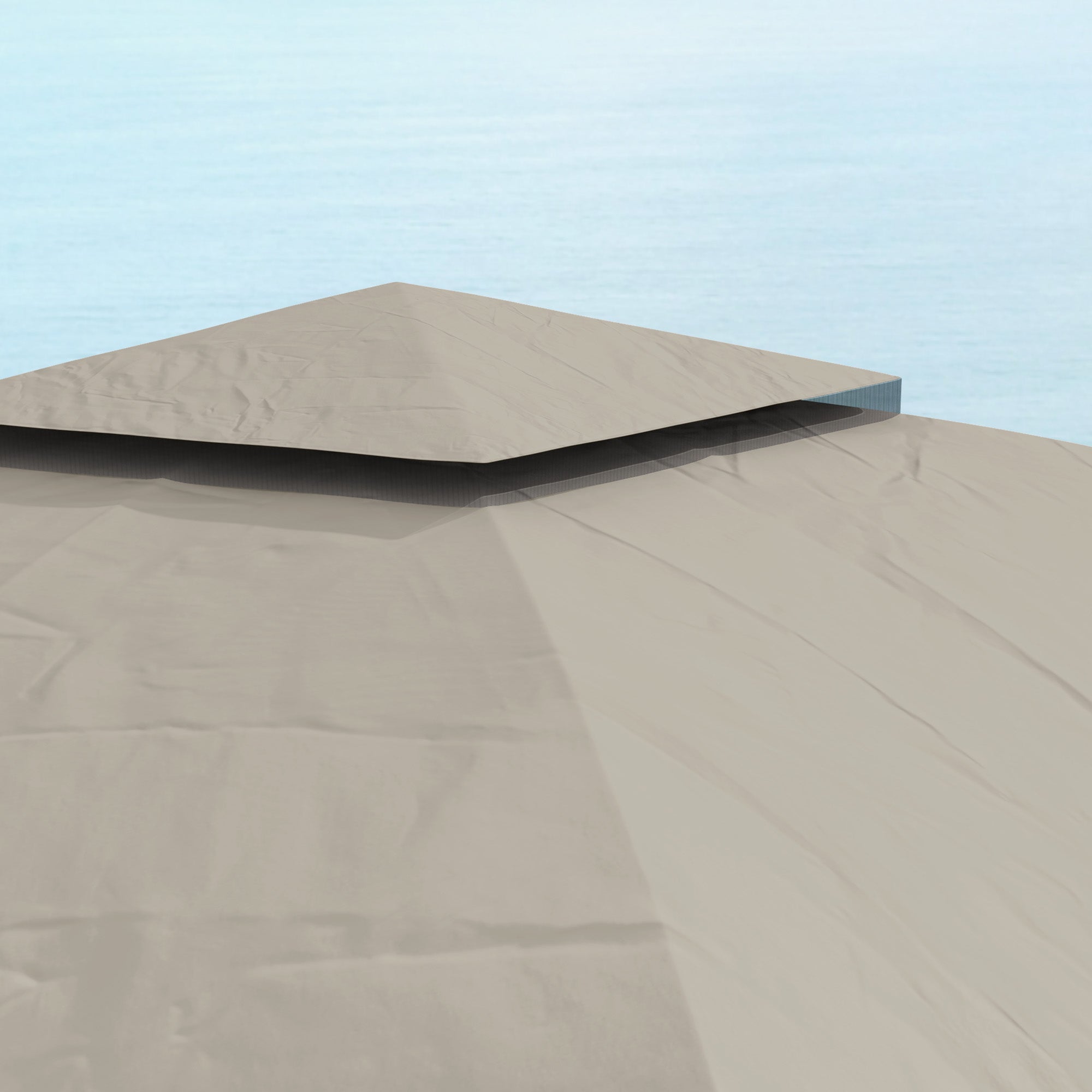 Pavilion 3.4x3.4m Double Roof, 4 Side Panels, Water-Repellent, UV Protection Galvanized Metal Frame, Light Grey