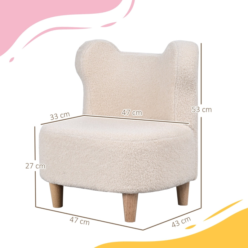 Children's Armchair, Bear Ears, Foam, Beige
