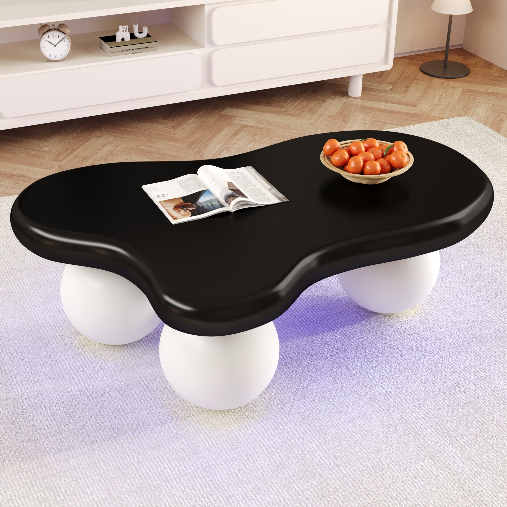 Cloud Style Coffee Table LED Lighting Cloud-Shaped Round Leg