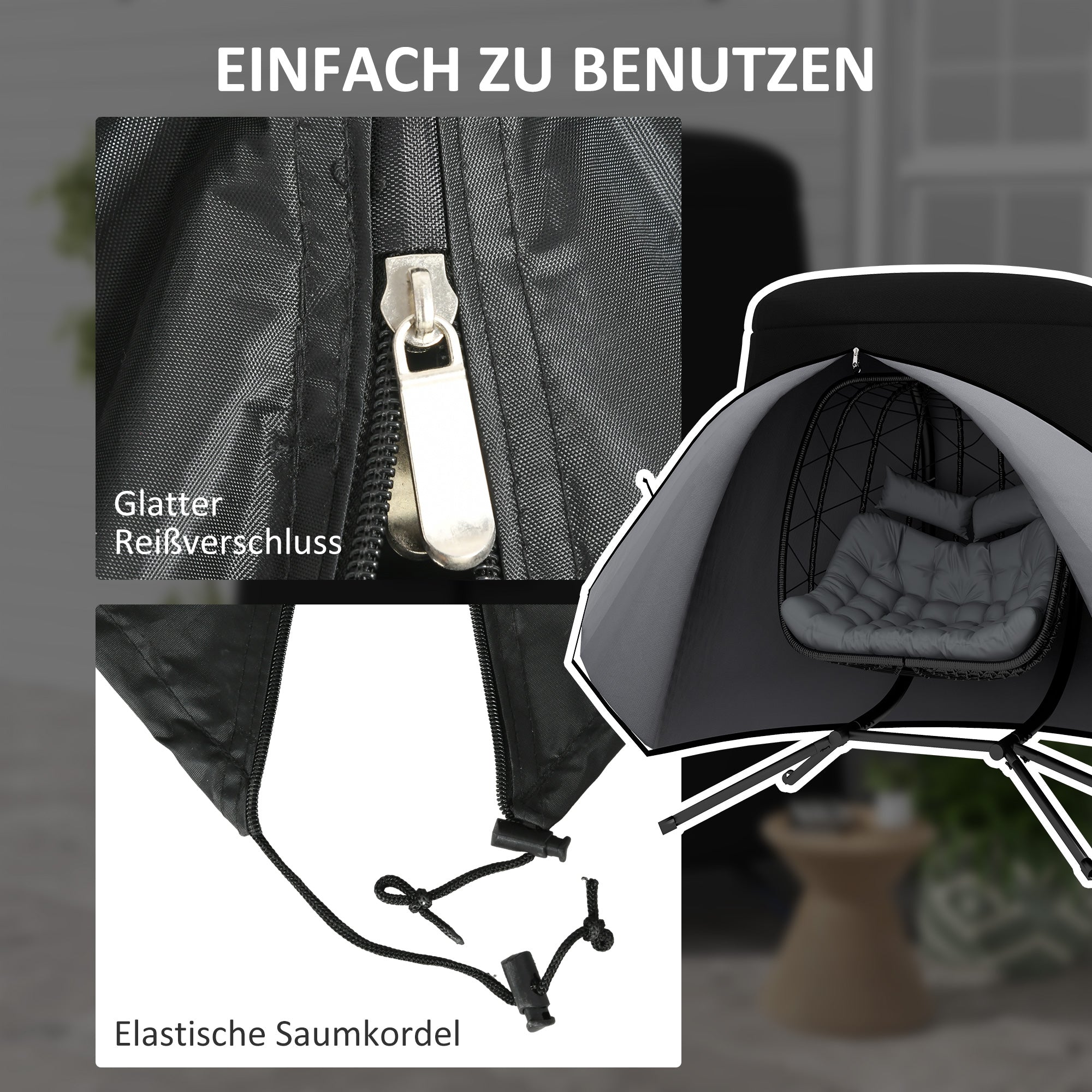 Hanging Chair Cover, Outdoor Waterproof UV Protection, Ø196 x 230H cm, 300D Oxford Fabric