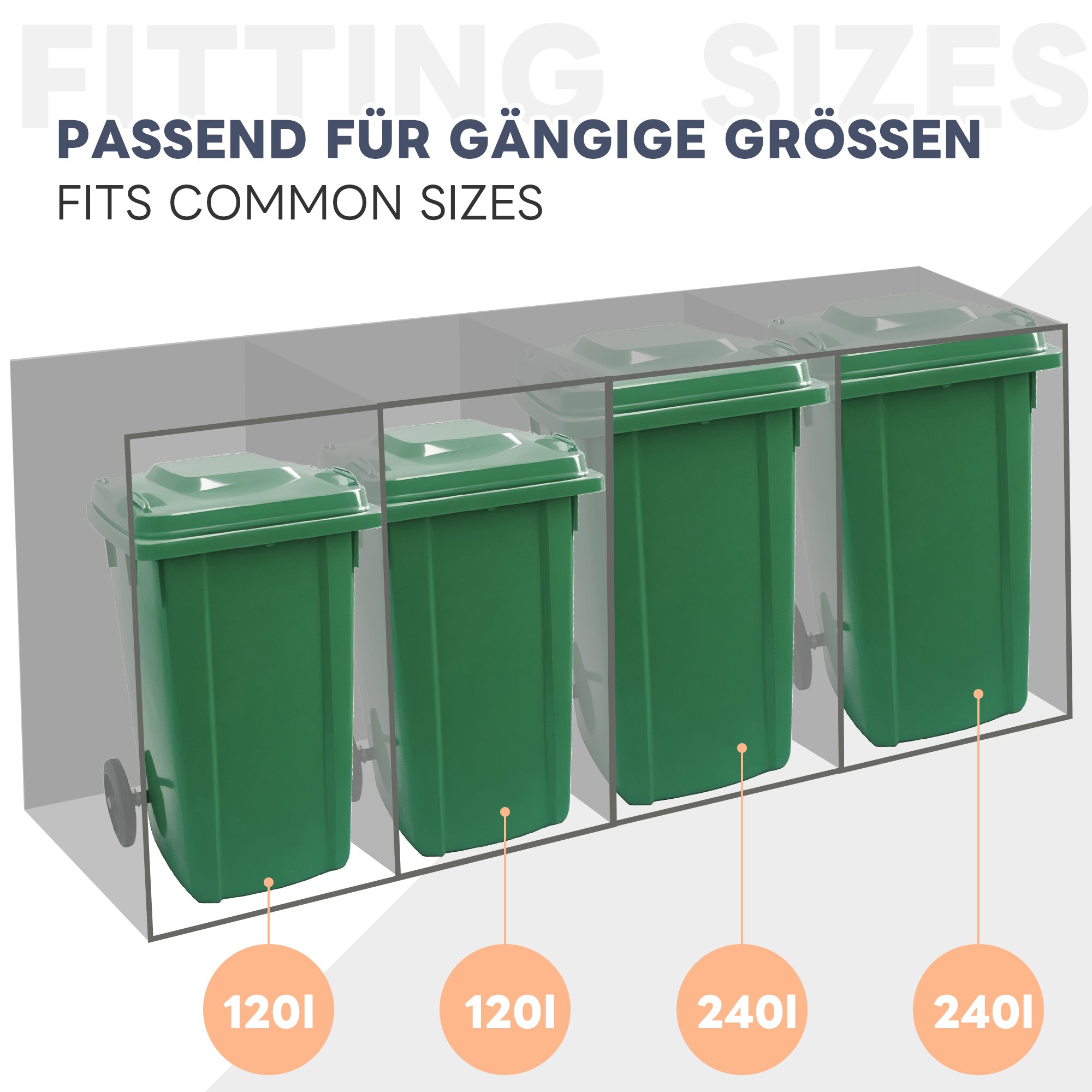 Garbage Can Storage Box, 4-Person with Planting Roof, 120-240L, Anthracite Wood-Look