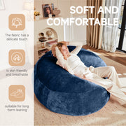 5-Foot Bean Bag Sofa Chair Ultra-Soft Reading Lounger Flannelette, Blue