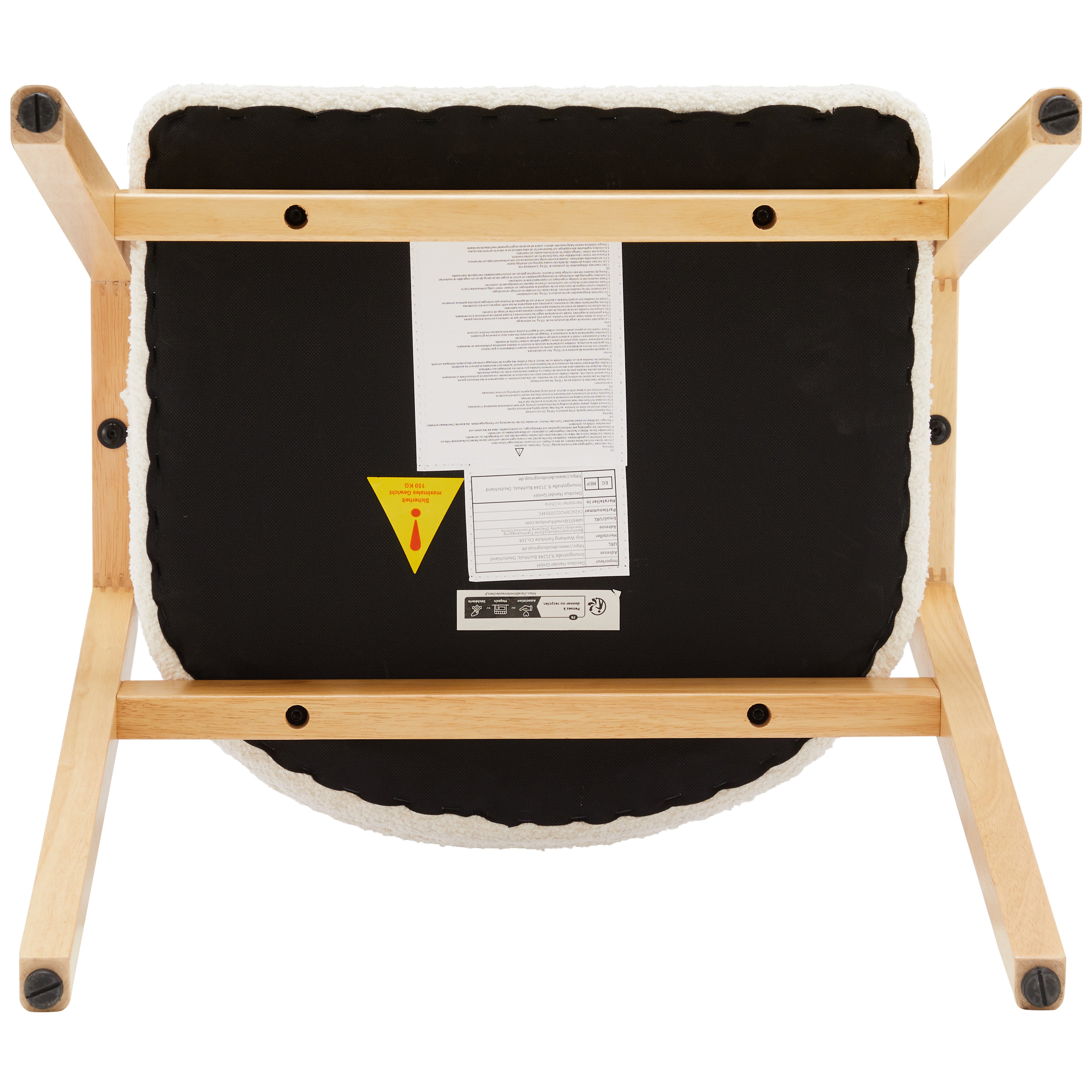 Cocktail/Teddy Chairs (Set of 4), Ergonomic Curved Backrests, Lightweight Luxury, White