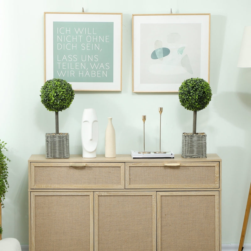 Artificial Plants, UV-resistant Trees in Pots, Plastic, Cement, Green