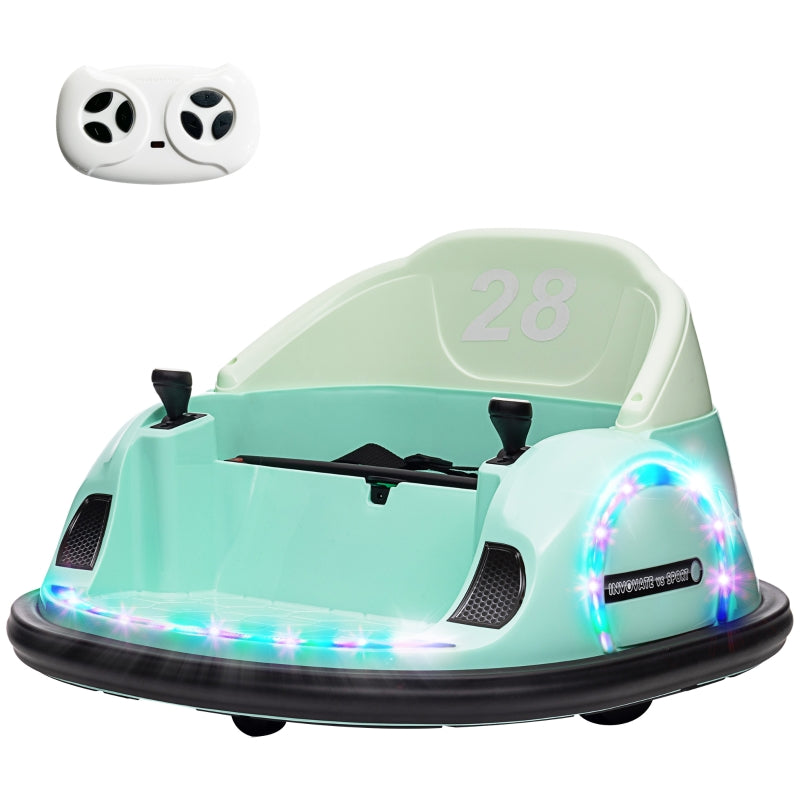 AIYAPLAY Kids Bumper Car with Remote Control Music Lights Green