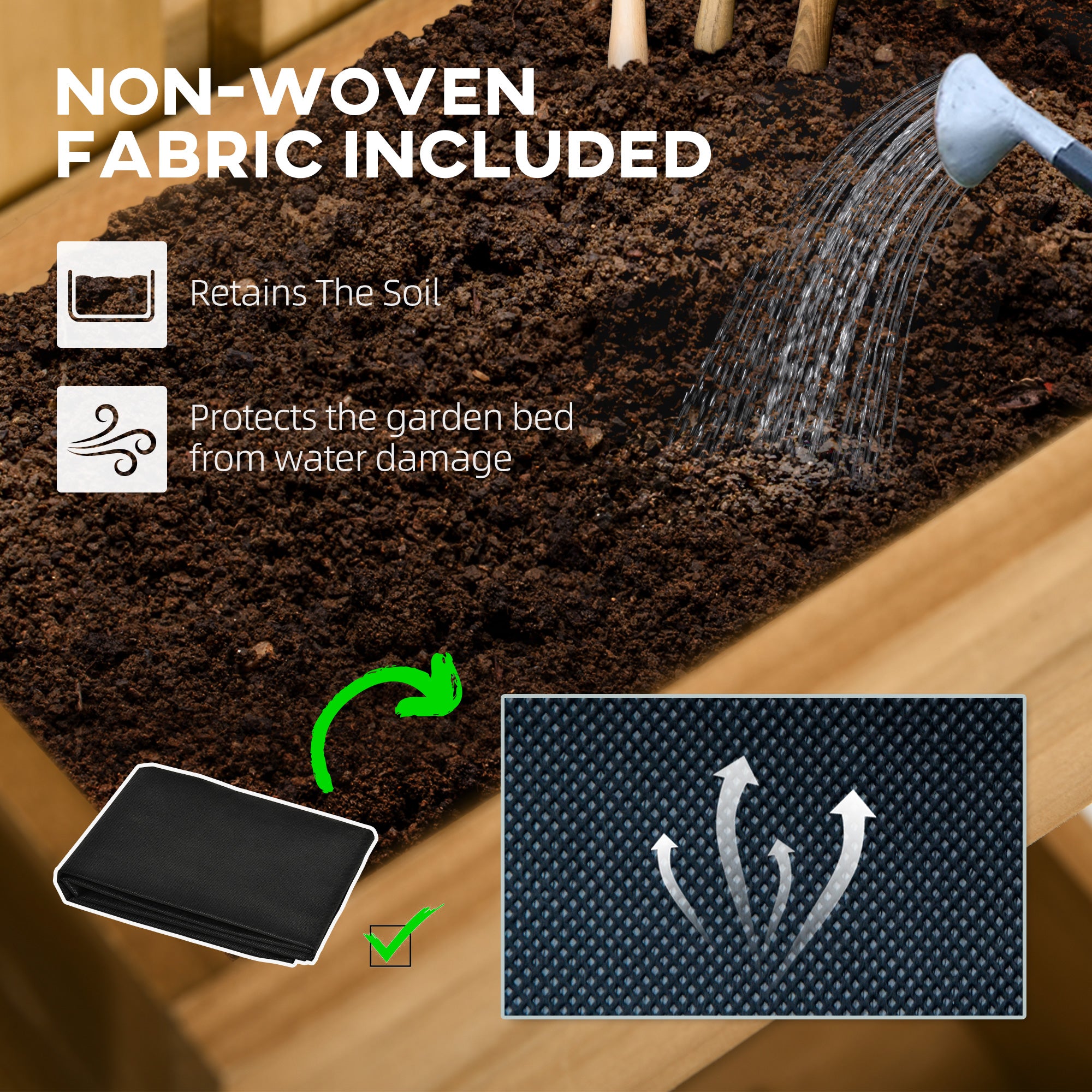 Wall-mounted Planters, Trellis, Drainage Holes, 3 Boxes, Wooden, Natural