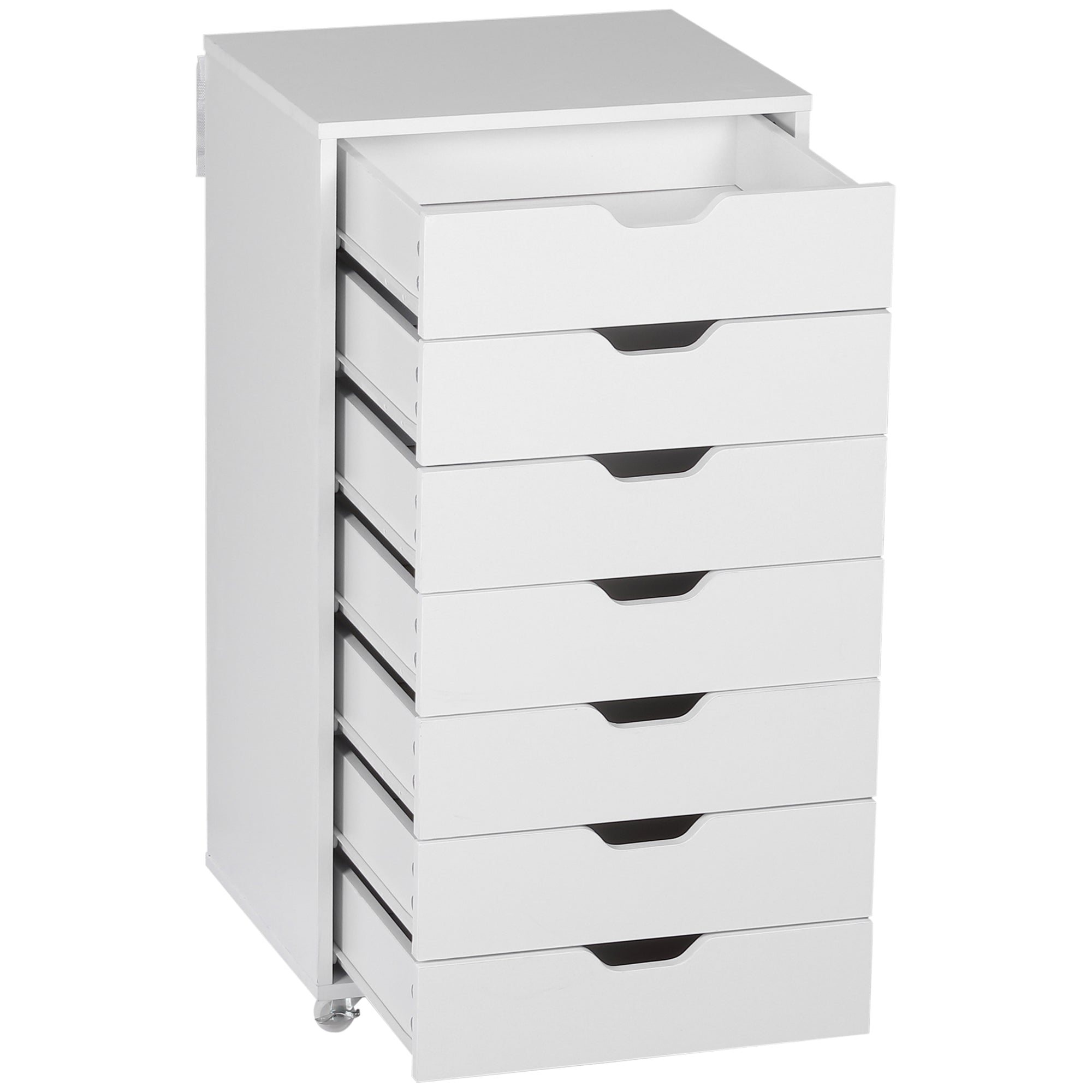 Seven-Drawer Filing Cabinet with Wheels - White