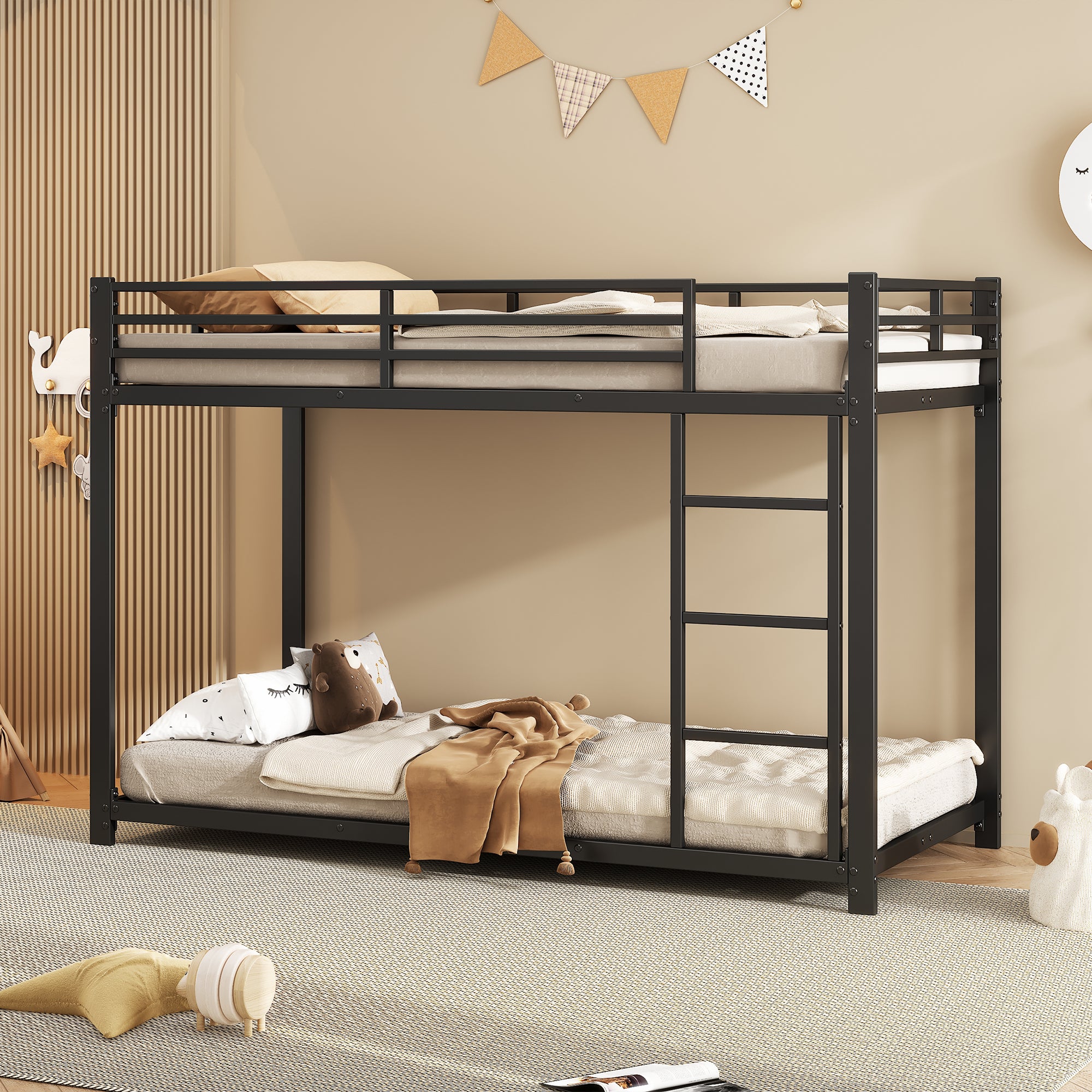 Bunk Bed 90x200 Classic Iron Frame - Black