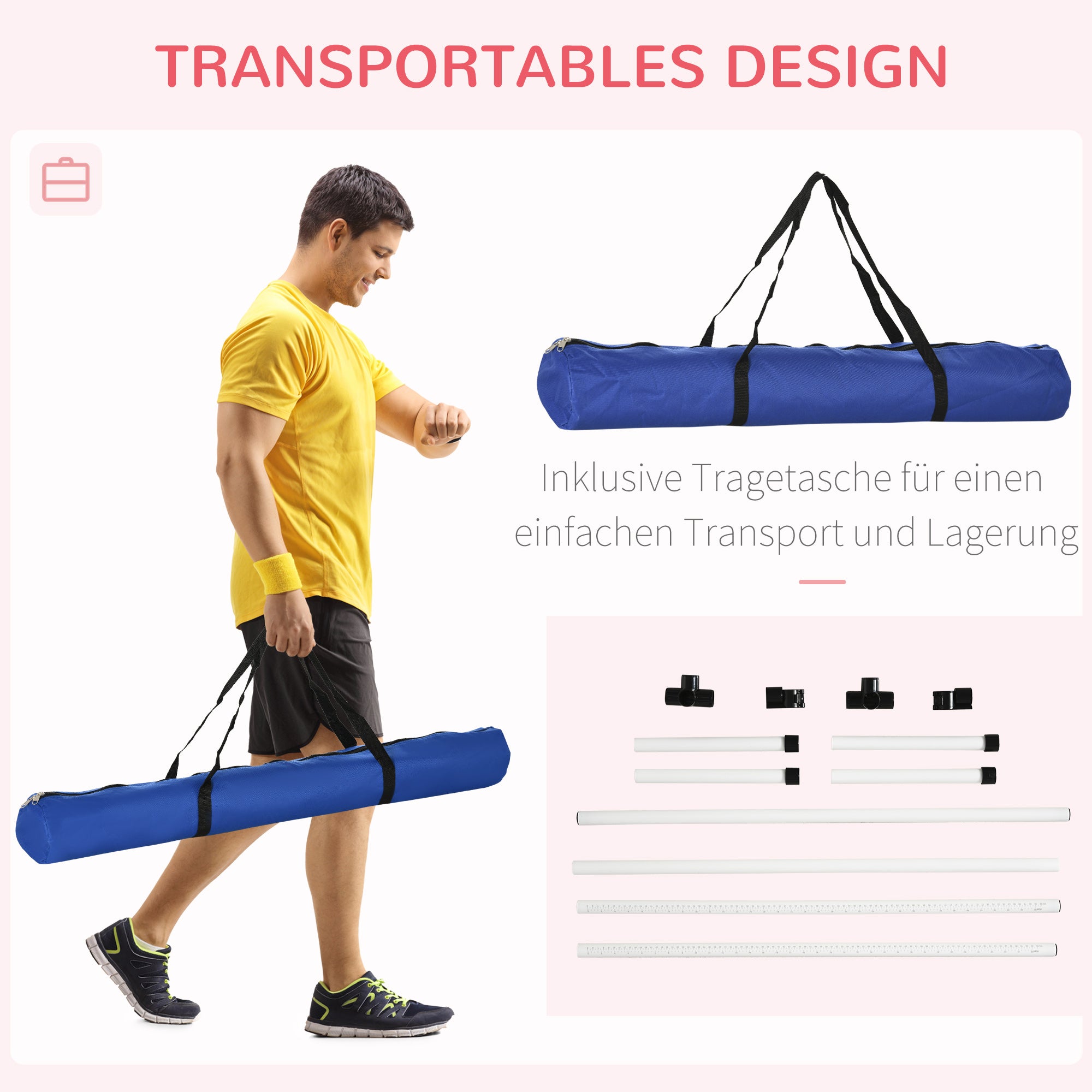 Agility Hurdle Set, 4 Hurdles Slalom Poles, Plastic White