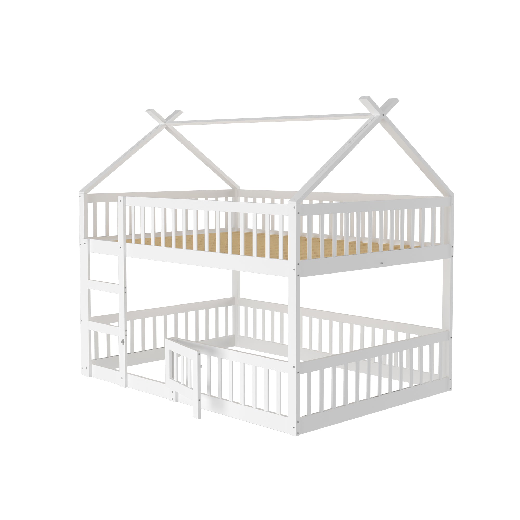 Children's Bunk Bed, 140x200, Stairs, Loft Design, Solid Wood, White