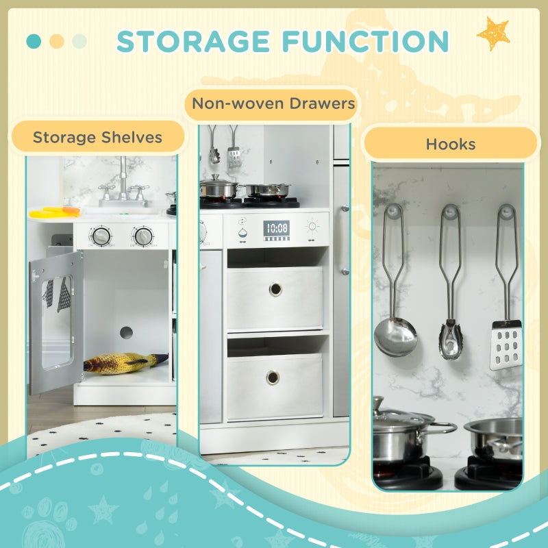 Toy Kitchen Playset with Lights, Sounds & Ice Maker - White