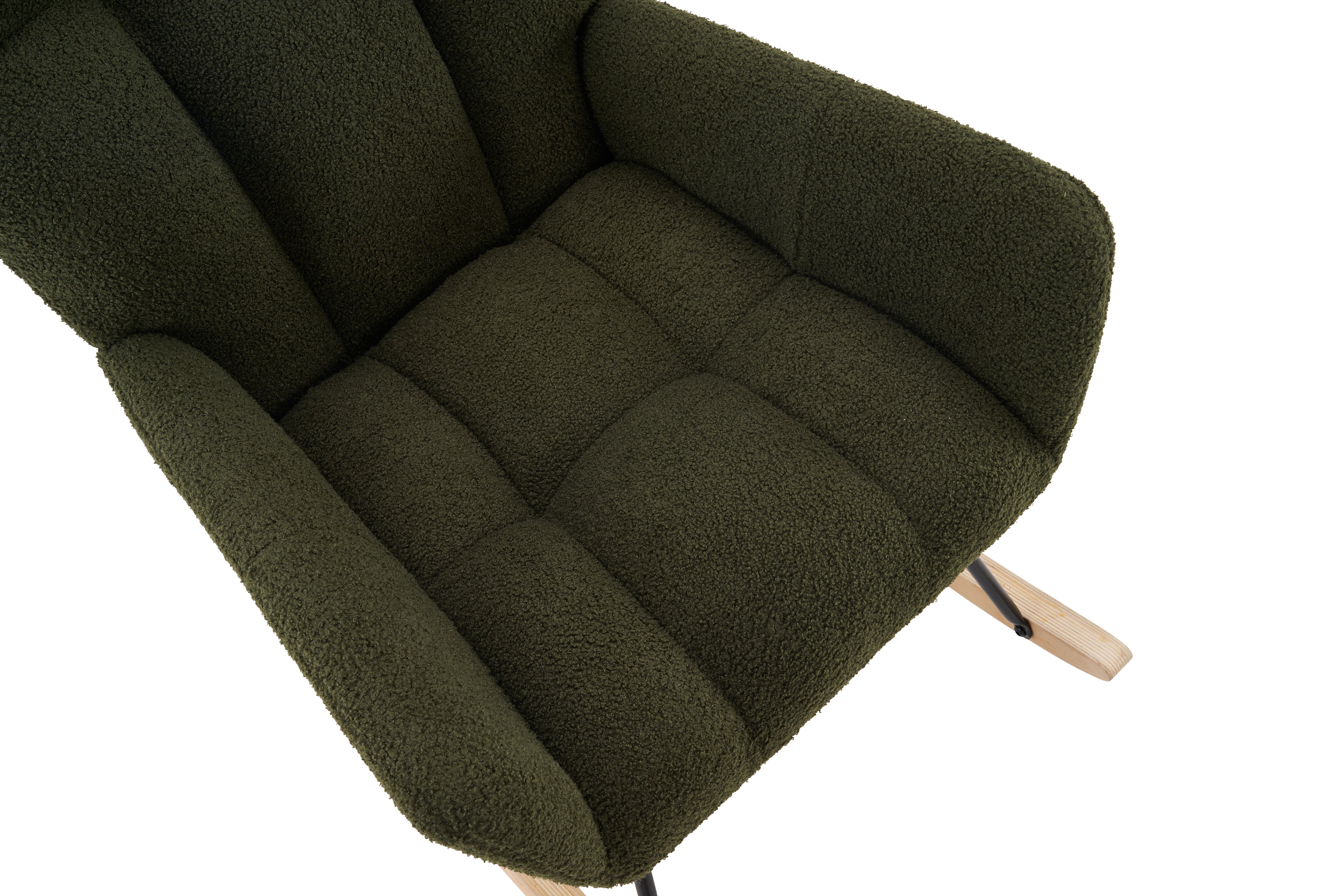 Modern Rocking Chair with High Backrest and Armrests (Green)
