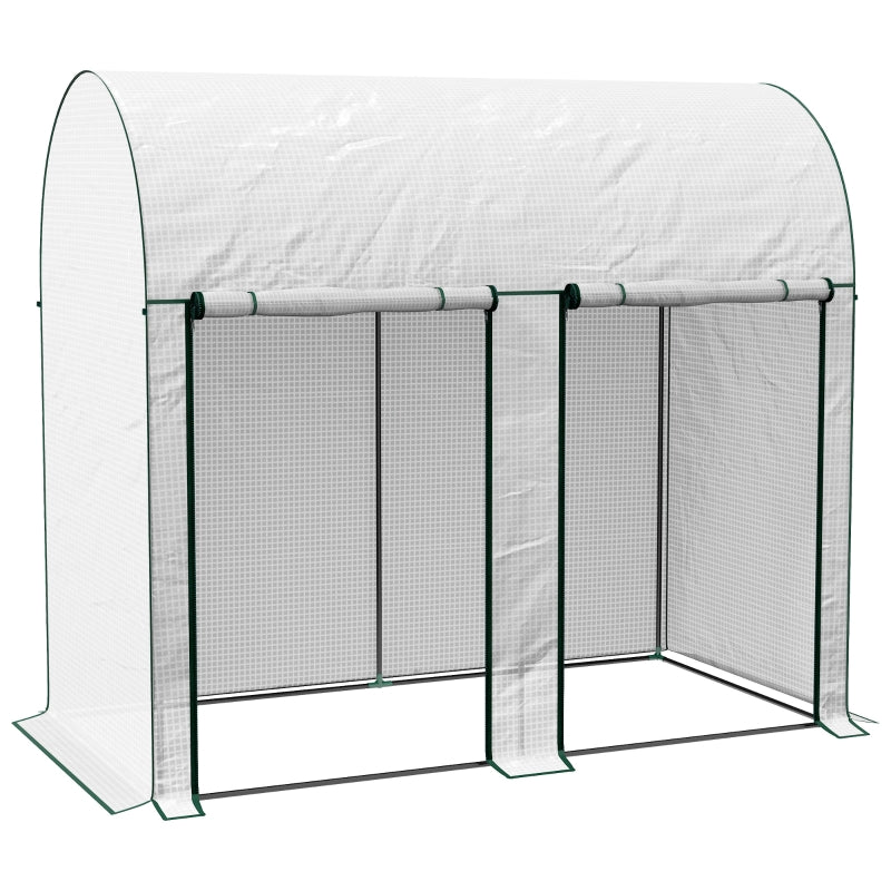 200 x 100cm Walk-In Greenhouse with Zipped Doors, White