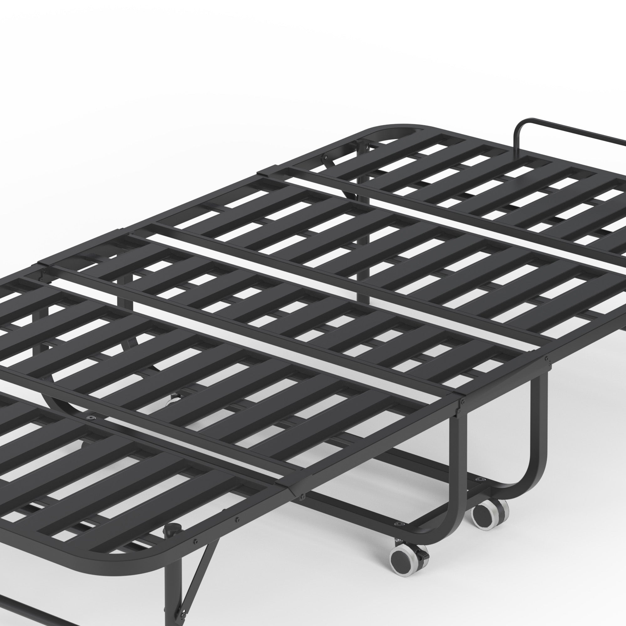 Folding Twin Bed, 190x96cm 9.5cm Memory Foam Mattress, Metal Frame