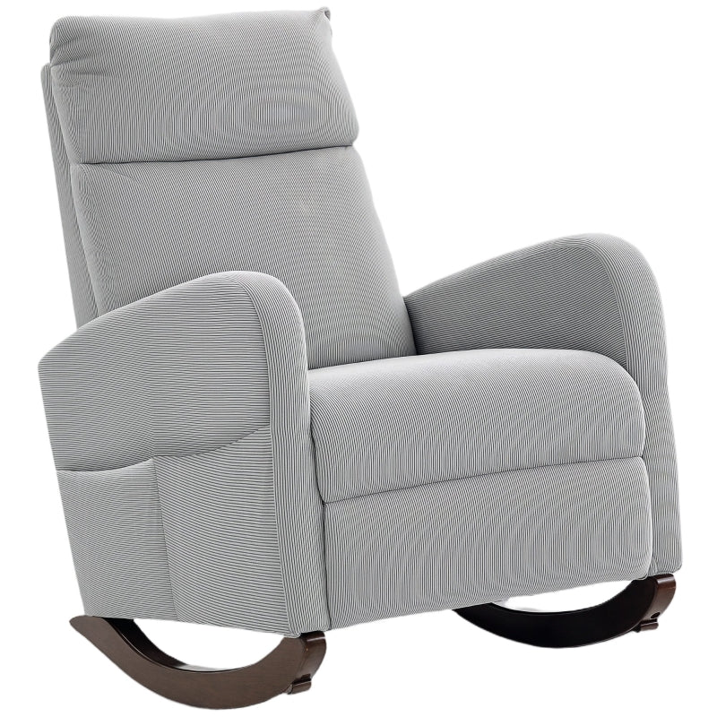 Corduroy Rocking Armchair Padded 11° Rocking Base Grey
