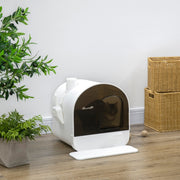 Hooded Cat Litter Box with Lid, Scoop, Filter, Flap Door